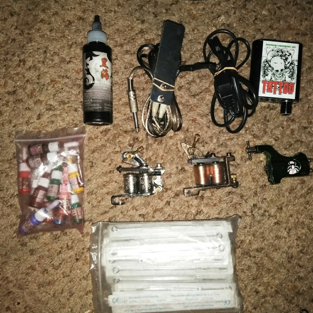 Beginner tattoo supplies.